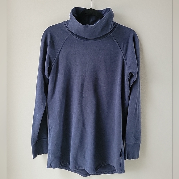 Patagonia Tops - Patagonia Ahnya Womens Medium Cowl Neck Tunic Top Organic Cotton Blend NavyBlue